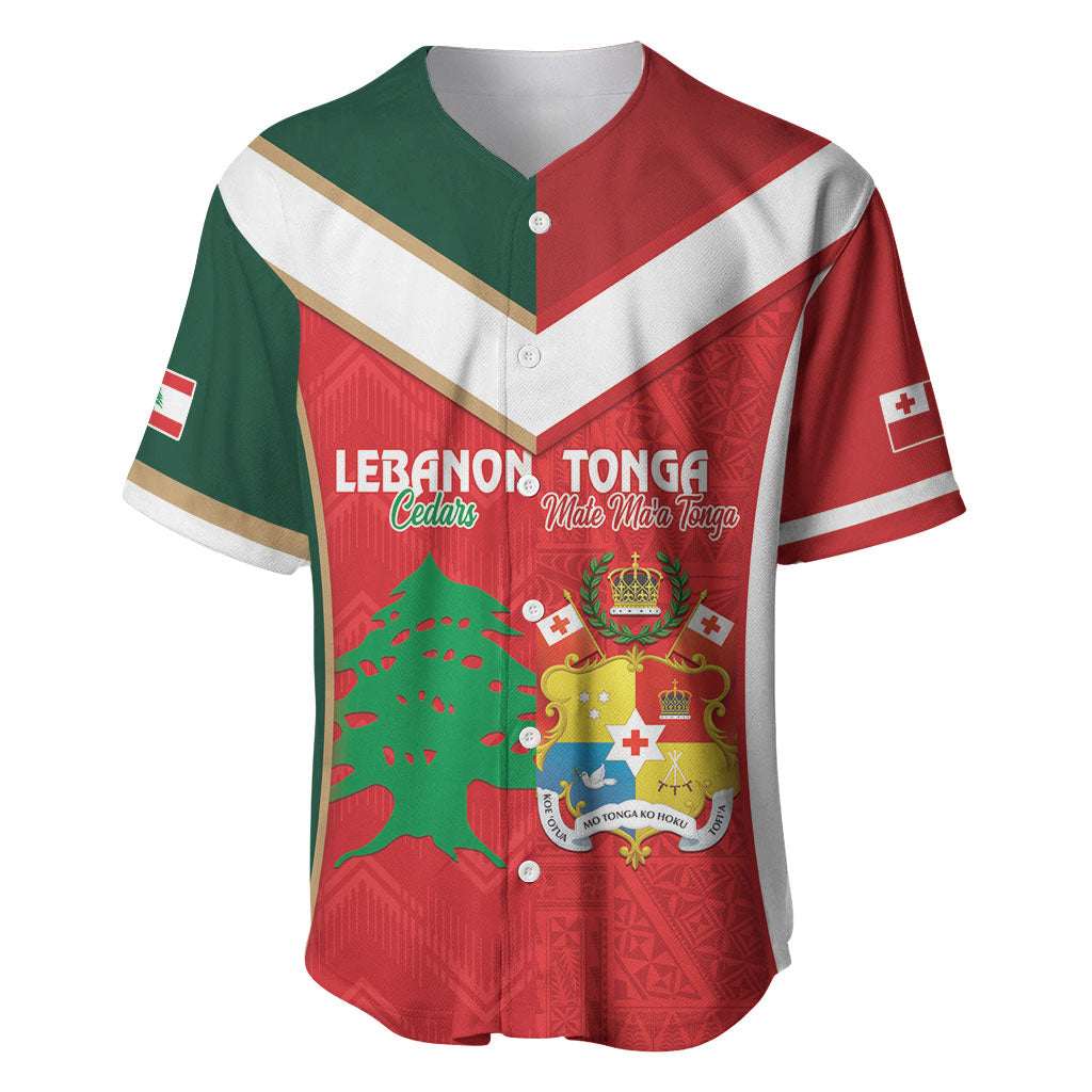 Custom Rugby Tonga and Lebanon Baseball Jersey Mate Maa Tonga Cedars Together LT14 Multicolor - Polynesian Pride