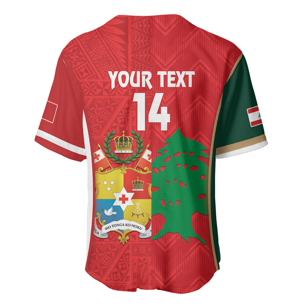 Custom Rugby Tonga and Lebanon Baseball Jersey Mate Maa Tonga Cedars Together LT14 - Polynesian Pride