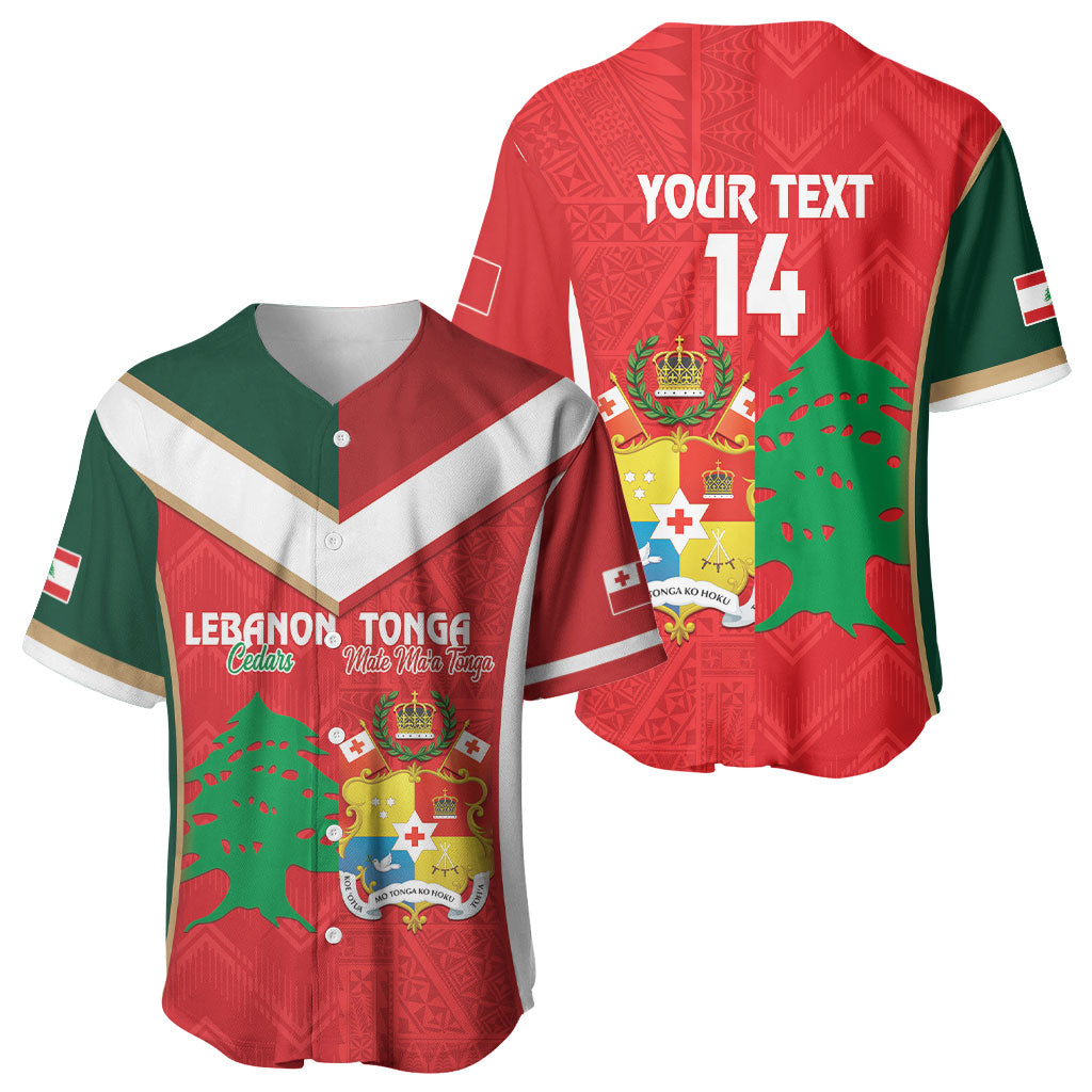 Custom Rugby Tonga and Lebanon Baseball Jersey Mate Maa Tonga Cedars Together LT14 - Polynesian Pride