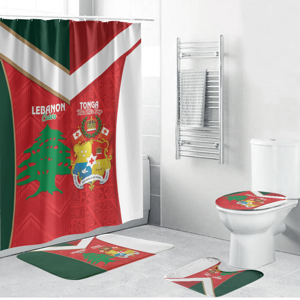 Rugby Tonga and Lebanon Bathroom Set Mate Maa Tonga Cedars Together LT14 Bathroom Set (4 pcs) Multicolor - Polynesian Pride