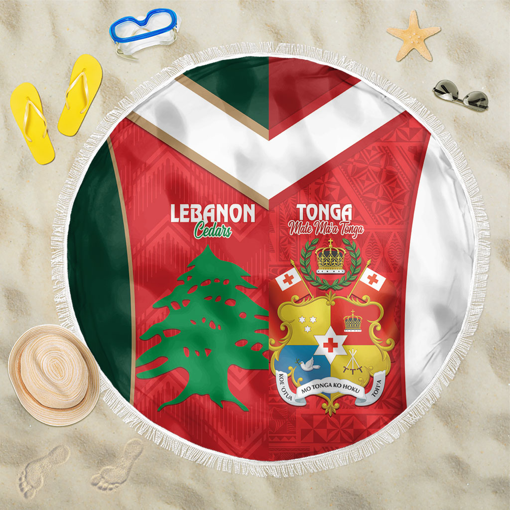 Rugby Tonga and Lebanon Beach Blanket Mate Maa Tonga Cedars Together LT14 One Size 150cm Multicolor - Polynesian Pride