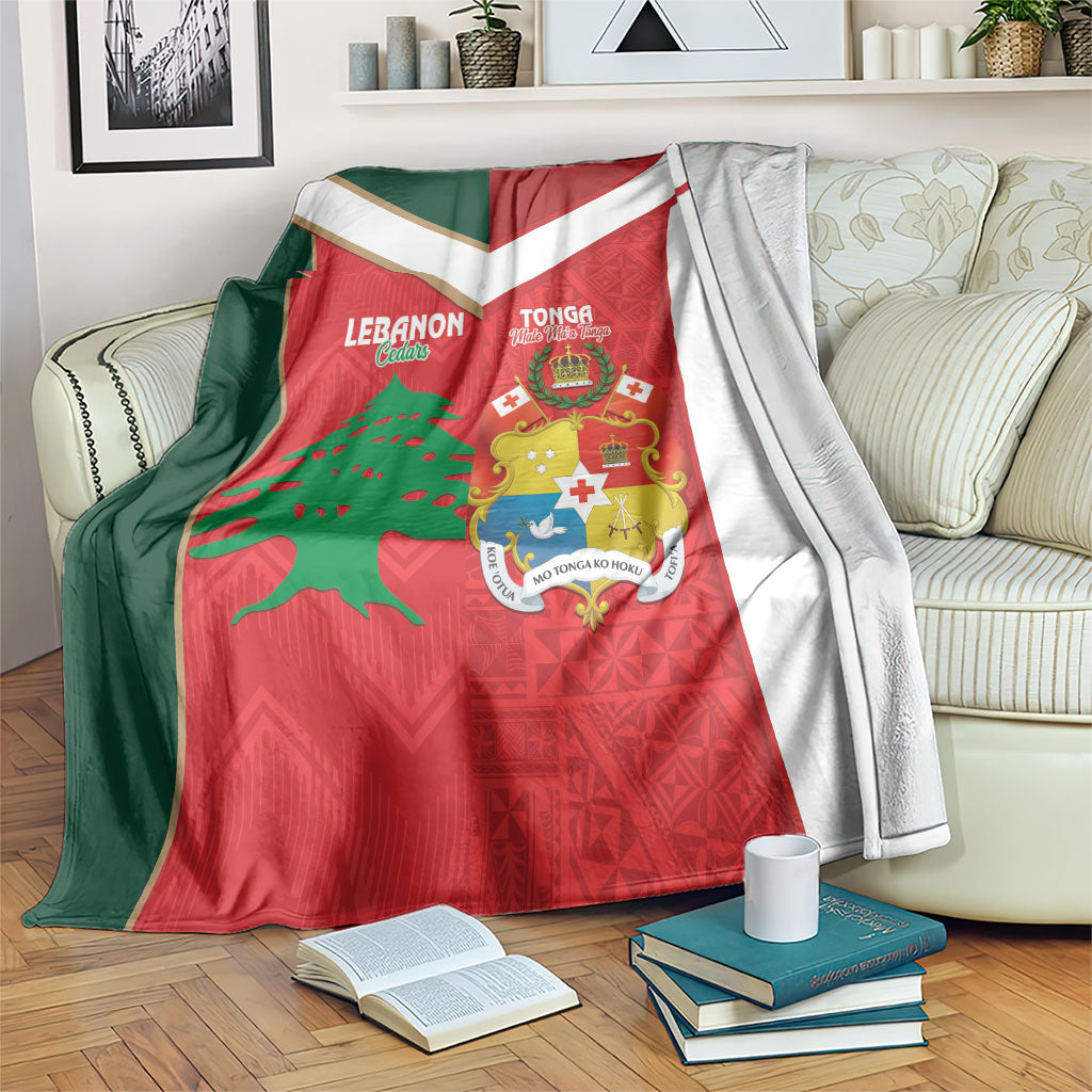 Rugby Tonga and Lebanon Blanket Mate Maa Tonga Cedars Together LT14 Multicolor - Polynesian Pride