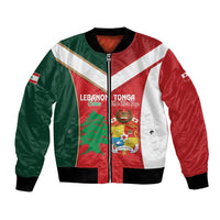 Custom Rugby Tonga and Lebanon Bomber Jacket Mate Maa Tonga Cedars Together LT14 Unisex Multicolor - Polynesian Pride