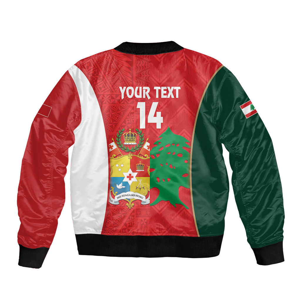 Custom Rugby Tonga and Lebanon Bomber Jacket Mate Maa Tonga Cedars Together LT14 - Polynesian Pride