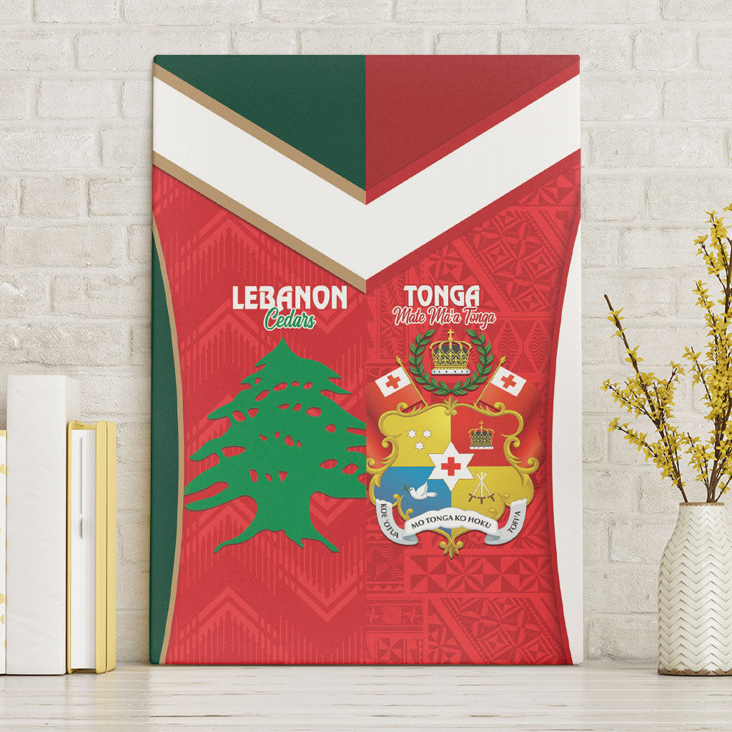 Rugby Tonga and Lebanon Canvas Wall Art Mate Maa Tonga Cedars Together LT14 Without Frame Multicolor - Polynesian Pride
