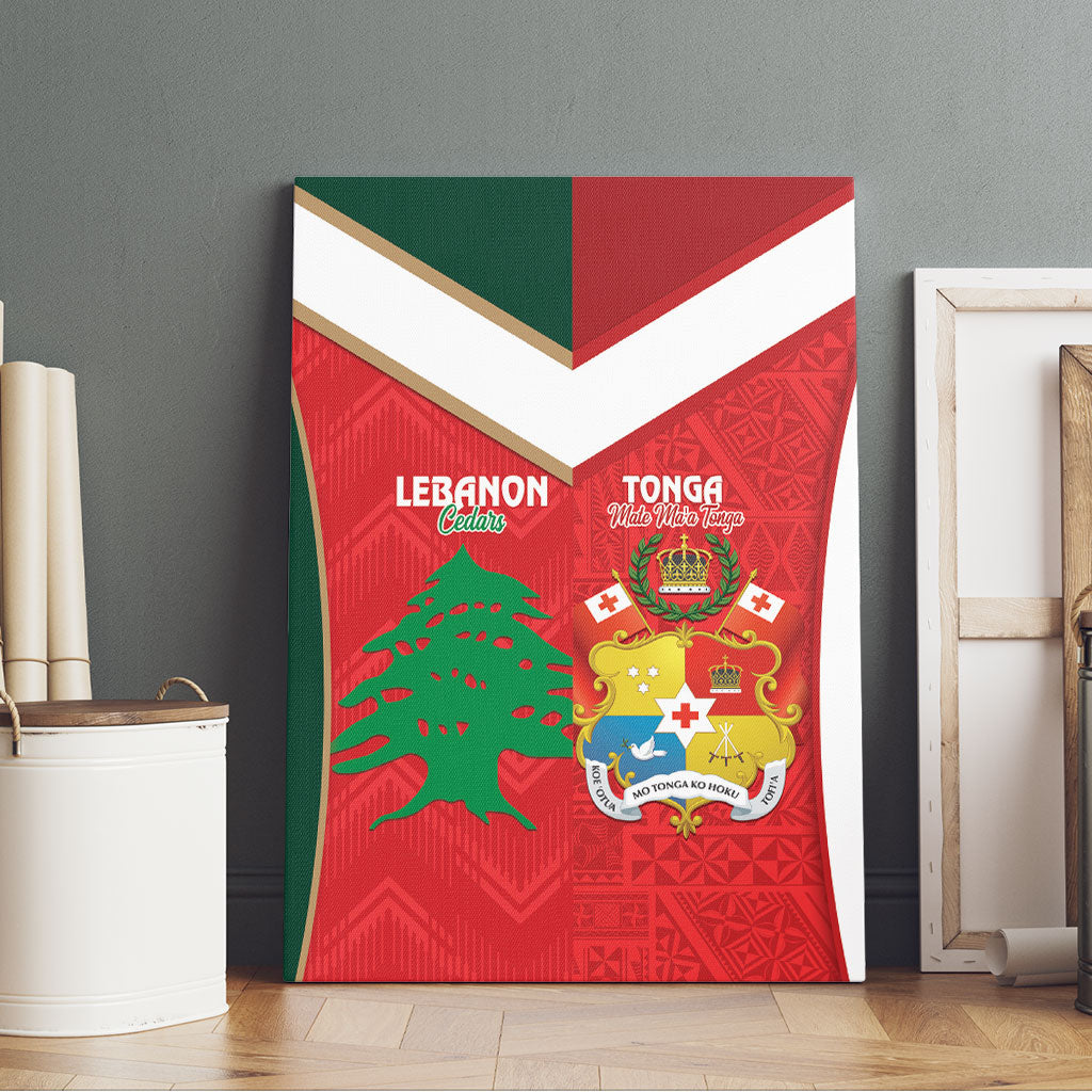 Rugby Tonga and Lebanon Canvas Wall Art Mate Maa Tonga Cedars Together LT14 - Polynesian Pride