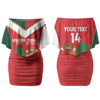 Custom Rugby Tonga and Lebanon Couples Matching Off Shoulder Short Dress and Long Sleeve Button Shirt Mate Maa Tonga Cedars Together LT14 - Polynesian Pride