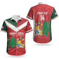 Custom Rugby Tonga and Lebanon Couples Matching Puletasi and Hawaiian Shirt Mate Maa Tonga Cedars Together LT14 - Polynesian Pride