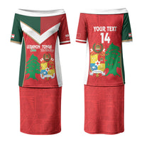 Custom Rugby Tonga and Lebanon Couples Matching Puletasi and Hawaiian Shirt Mate Maa Tonga Cedars Together LT14 - Polynesian Pride