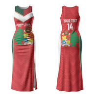 Custom Rugby Tonga and Lebanon Couples Matching Tank Maxi Dress and Long Sleeve Button Shirt Mate Maa Tonga Cedars Together LT14 - Polynesian Pride