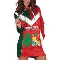 Custom Rugby Tonga and Lebanon Hoodie Dress Mate Maa Tonga Cedars Together LT14 Multicolor - Polynesian Pride