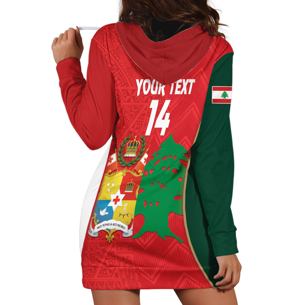 Custom Rugby Tonga and Lebanon Hoodie Dress Mate Maa Tonga Cedars Together LT14 - Polynesian Pride
