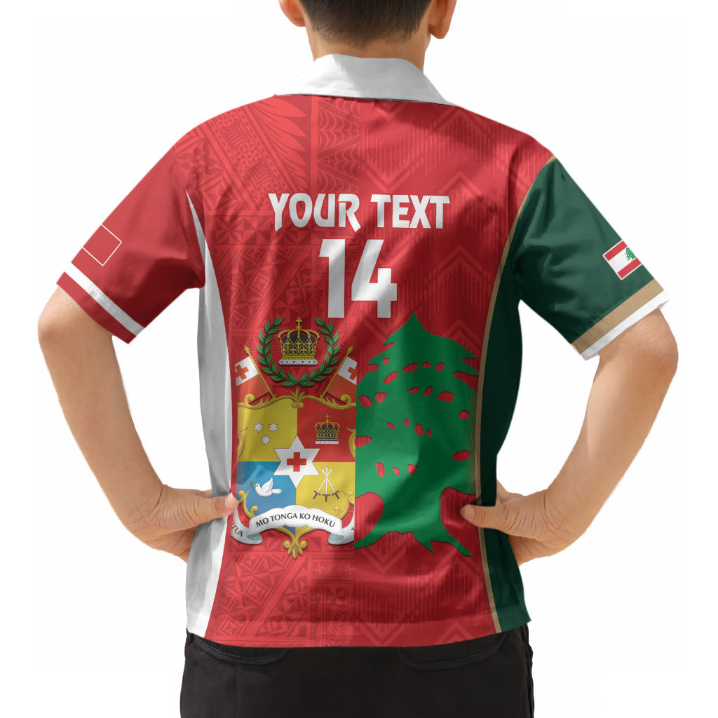 Custom Rugby Tonga and Lebanon Kid Hawaiian Shirt Mate Maa Tonga Cedars Together LT14 - Polynesian Pride