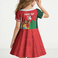 Custom Rugby Tonga and Lebanon Kid Short Sleeve Dress Mate Maa Tonga Cedars Together LT14 - Polynesian Pride