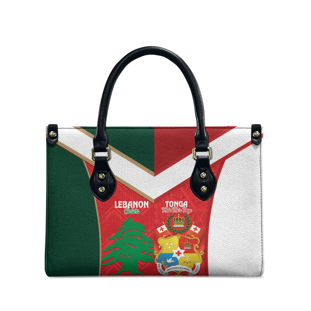Rugby Tonga and Lebanon Leather Bag Mate Maa Tonga Cedars Together LT14 - Polynesian Pride