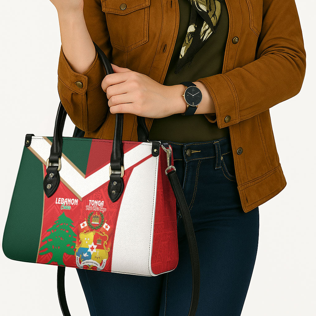 Rugby Tonga and Lebanon Leather Bag Mate Maa Tonga Cedars Together LT14 - Polynesian Pride