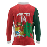 Custom Rugby Tonga and Lebanon Long Sleeve Polo Shirt Mate Maa Tonga Cedars Together LT14 - Polynesian Pride
