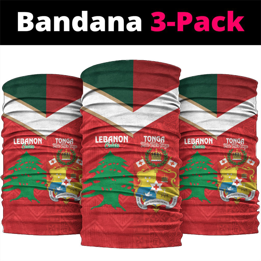 Rugby Tonga and Lebanon Neck Gaiter Mate Maa Tonga Cedars Together LT14 package One Size: 25*50cm Multicolor - Polynesian Pride