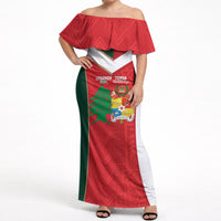 Custom Rugby Tonga and Lebanon Off Shoulder Maxi Dress Mate Maa Tonga Cedars Together LT14 Women Multicolor - Polynesian Pride