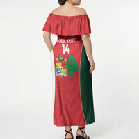 Custom Rugby Tonga and Lebanon Off Shoulder Maxi Dress Mate Maa Tonga Cedars Together LT14 - Polynesian Pride
