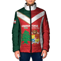 Custom Rugby Tonga and Lebanon Padded Jacket Mate Maa Tonga Cedars Together LT14 Men Multicolor - Polynesian Pride