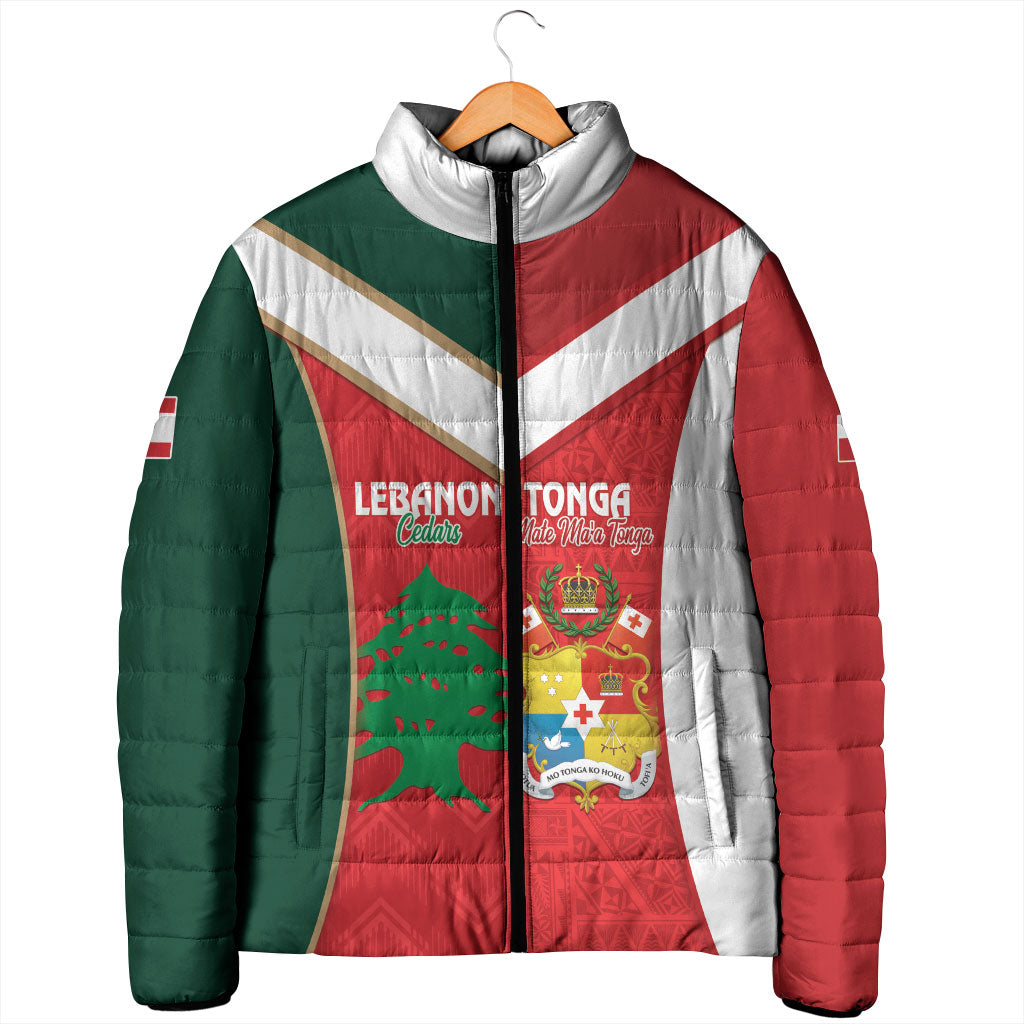 Custom Rugby Tonga and Lebanon Padded Jacket Mate Maa Tonga Cedars Together LT14 - Polynesian Pride
