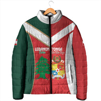 Custom Rugby Tonga and Lebanon Padded Jacket Mate Maa Tonga Cedars Together LT14 - Polynesian Pride