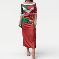 Custom Rugby Tonga and Lebanon Puletasi Mate Maa Tonga Cedars Together LT14 Long Dress Multicolor - Polynesian Pride