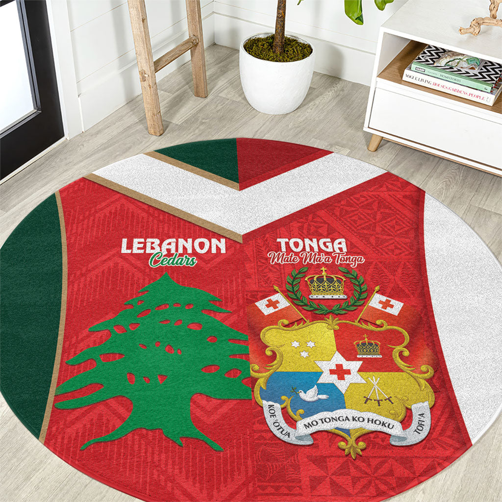 Rugby Tonga and Lebanon Round Carpet Mate Maa Tonga Cedars Together LT14 Multicolor - Polynesian Pride