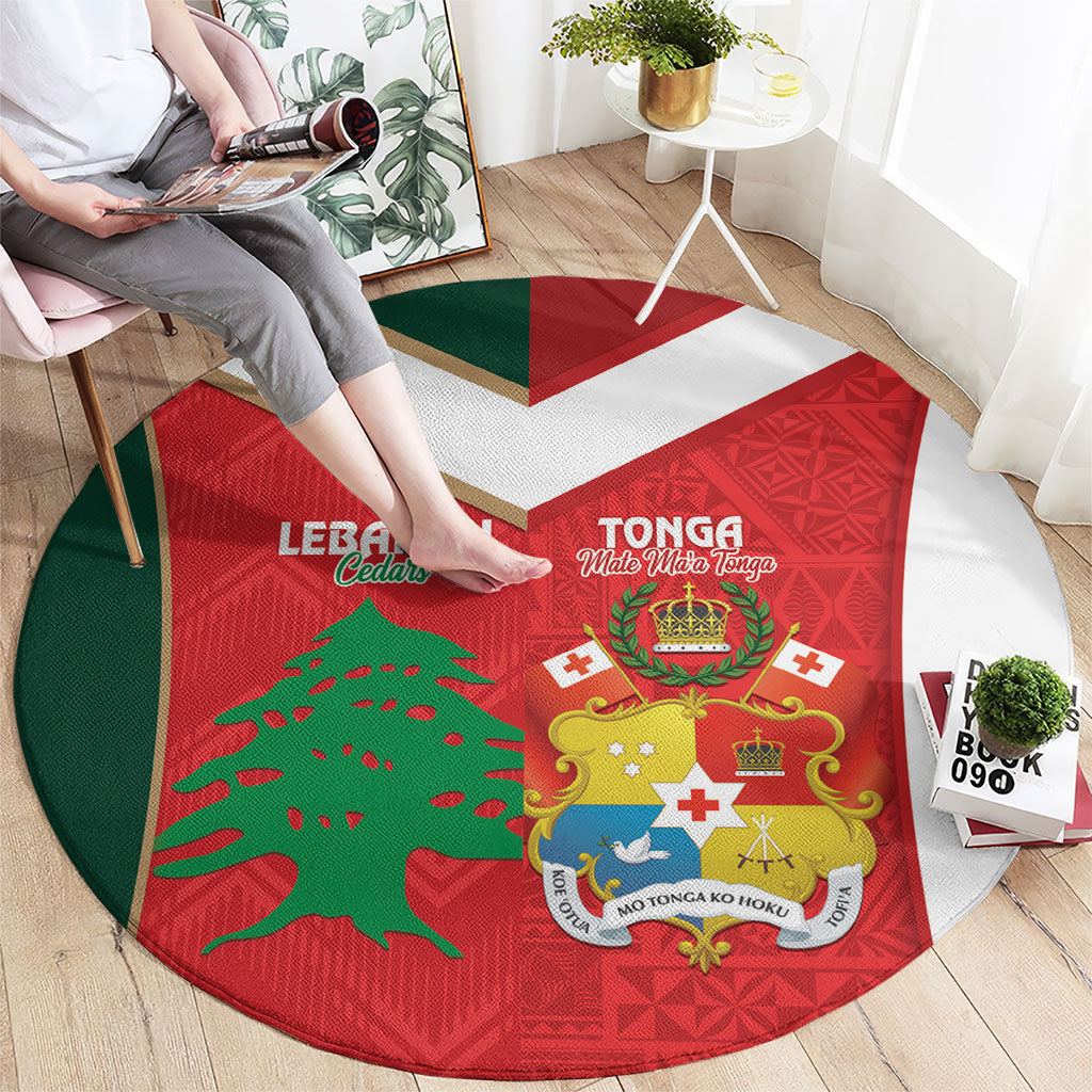 Rugby Tonga and Lebanon Round Carpet Mate Maa Tonga Cedars Together LT14 - Polynesian Pride