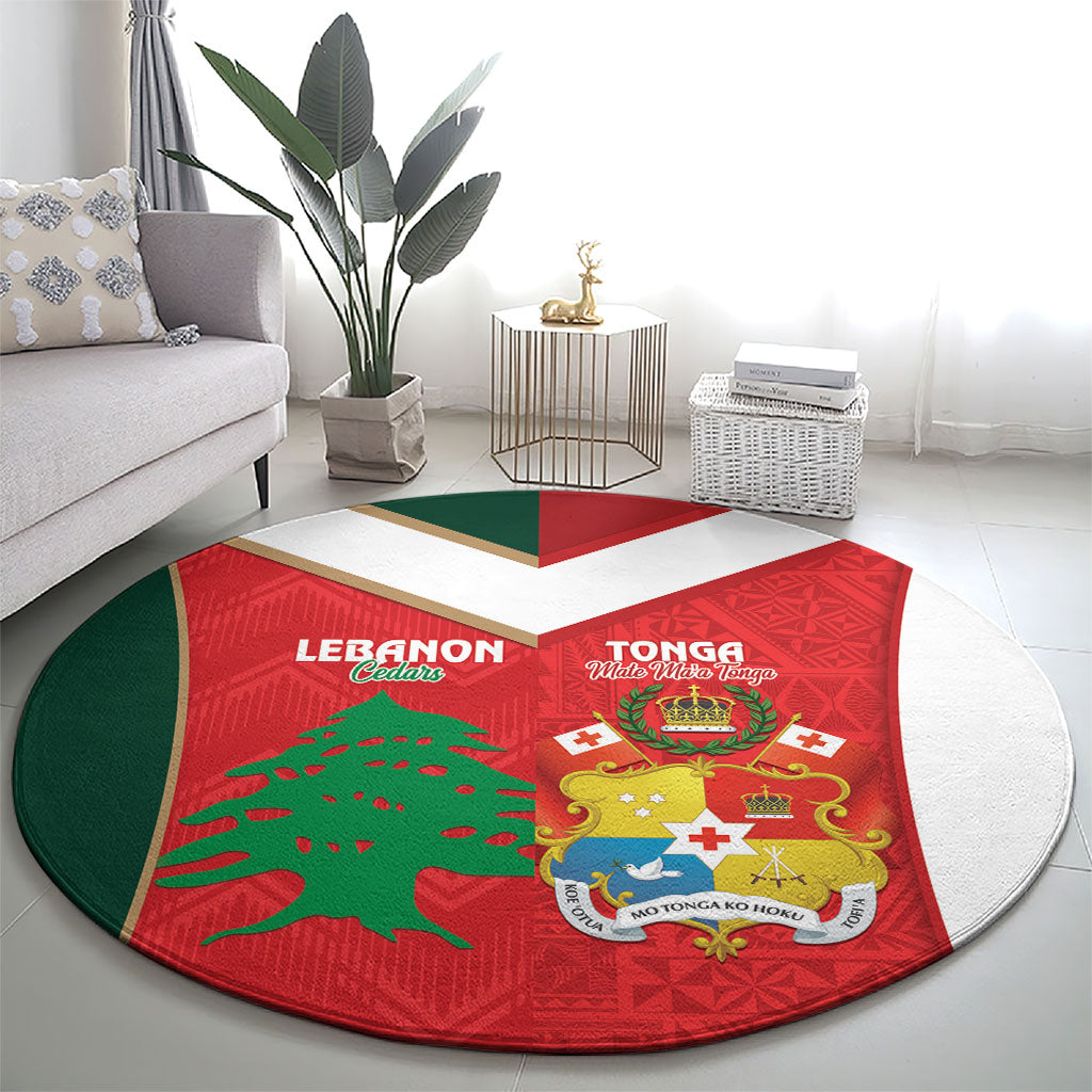 Rugby Tonga and Lebanon Round Carpet Mate Maa Tonga Cedars Together LT14 - Polynesian Pride