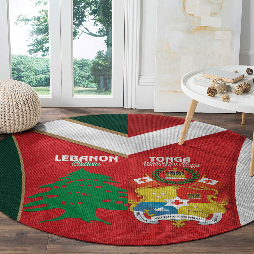 Rugby Tonga and Lebanon Round Carpet Mate Maa Tonga Cedars Together LT14 - Polynesian Pride