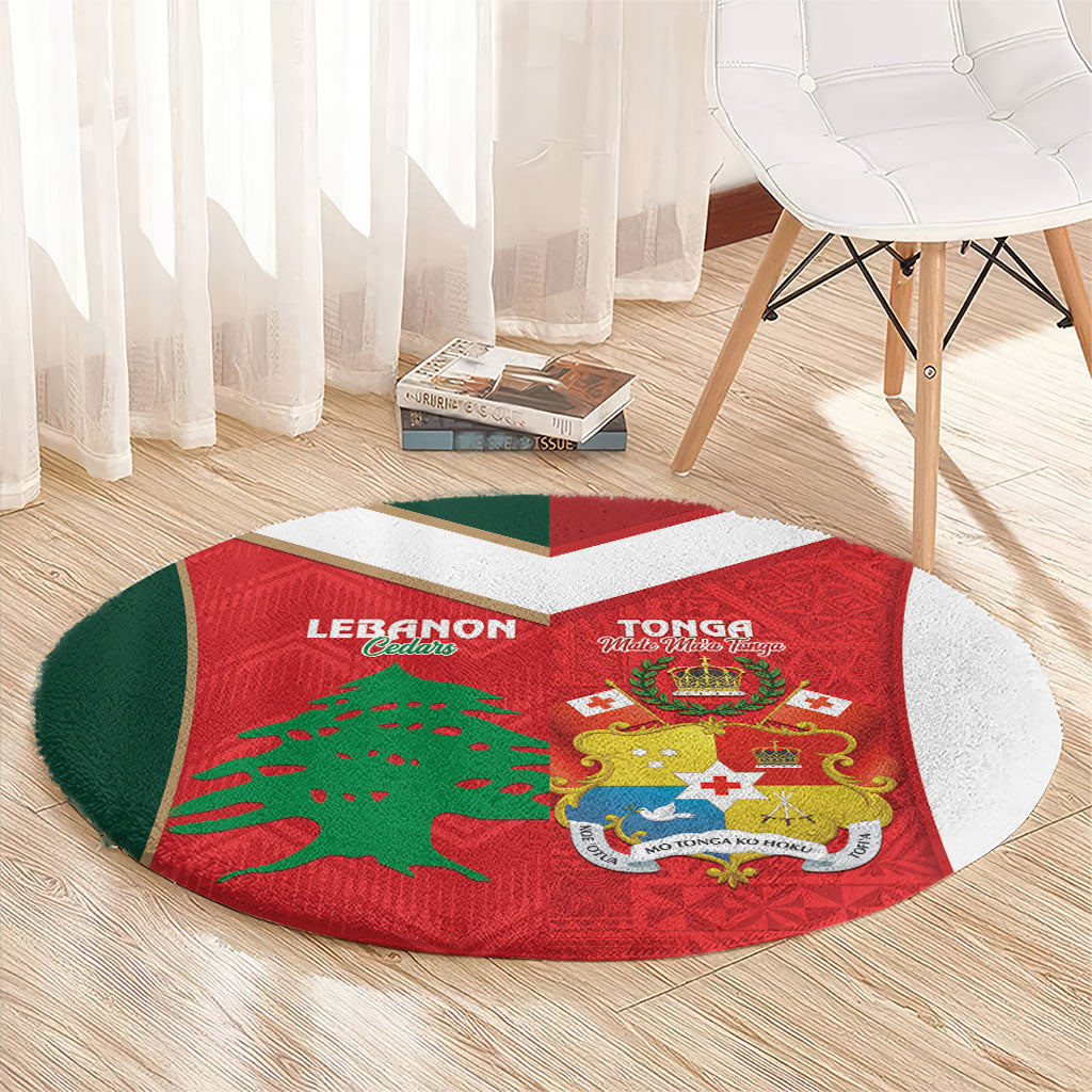 Rugby Tonga and Lebanon Round Carpet Mate Maa Tonga Cedars Together LT14 - Polynesian Pride