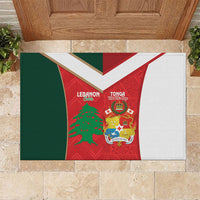 Rugby Tonga and Lebanon Rubber Doormat Mate Maa Tonga Cedars Together LT14 Multicolor - Polynesian Pride