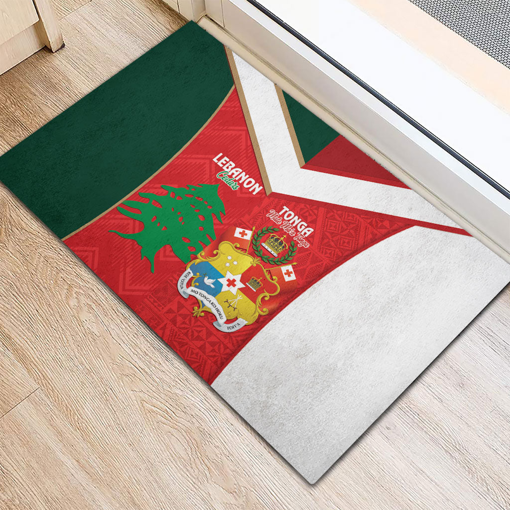 Rugby Tonga and Lebanon Rubber Doormat Mate Maa Tonga Cedars Together LT14 - Polynesian Pride