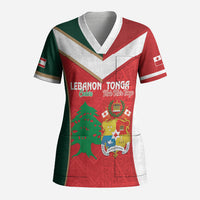 Custom Rugby Tonga and Lebanon Scrub Top Mate Maa Tonga Cedars Together LT14 Adult Multicolor - Polynesian Pride