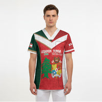 Custom Rugby Tonga and Lebanon Scrub Top Mate Maa Tonga Cedars Together LT14 - Polynesian Pride