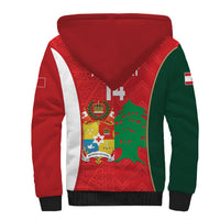 Custom Rugby Tonga and Lebanon Sherpa Hoodie Mate Maa Tonga Cedars Together LT14 - Polynesian Pride