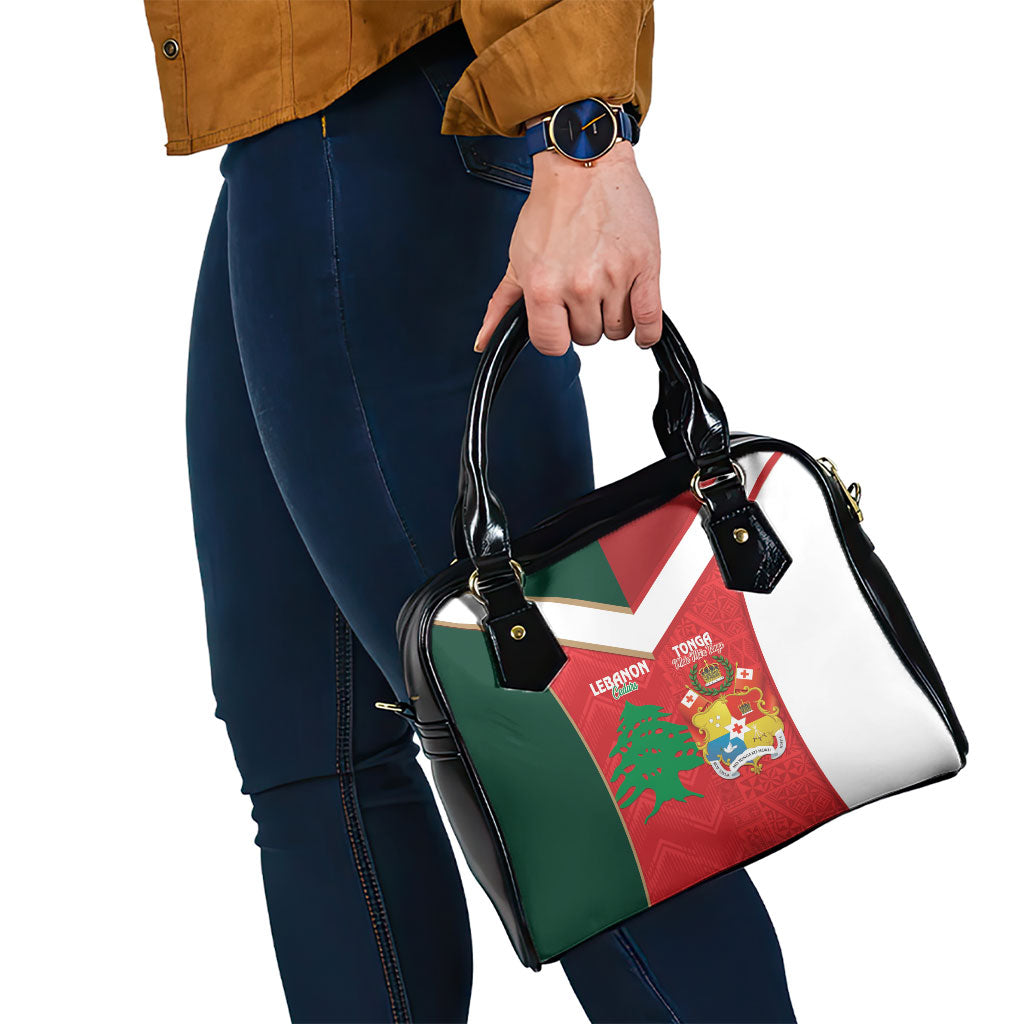 Rugby Tonga and Lebanon Shoulder Handbag Mate Maa Tonga Cedars Together LT14 - Polynesian Pride