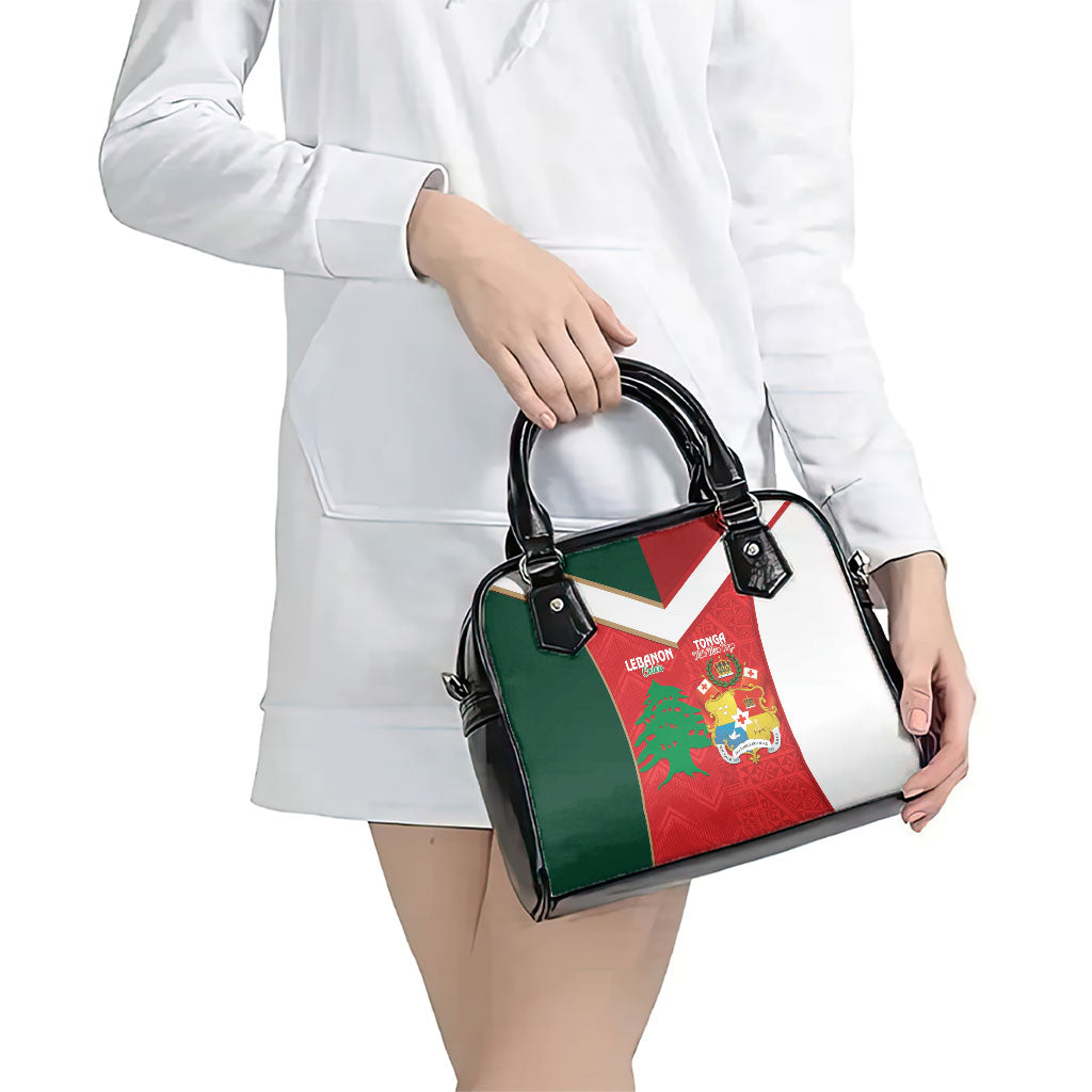 Rugby Tonga and Lebanon Shoulder Handbag Mate Maa Tonga Cedars Together LT14 - Polynesian Pride