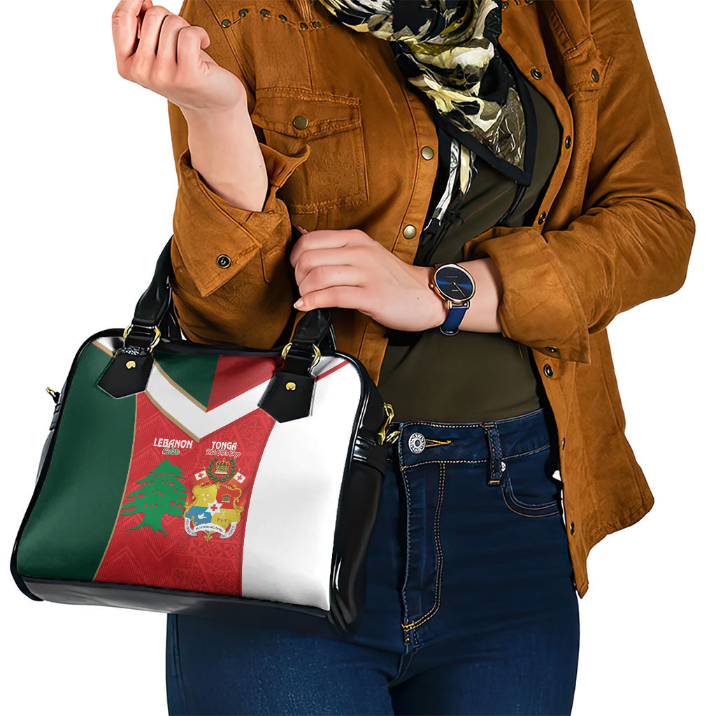 Rugby Tonga and Lebanon Shoulder Handbag Mate Maa Tonga Cedars Together LT14 - Polynesian Pride