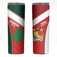Rugby Tonga and Lebanon Skinny Tumbler Mate Maa Tonga Cedars Together LT14 Multicolor - Polynesian Pride
