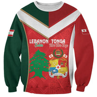 Custom Rugby Tonga and Lebanon Sweatshirt Mate Maa Tonga Cedars Together LT14 Unisex Multicolor - Polynesian Pride