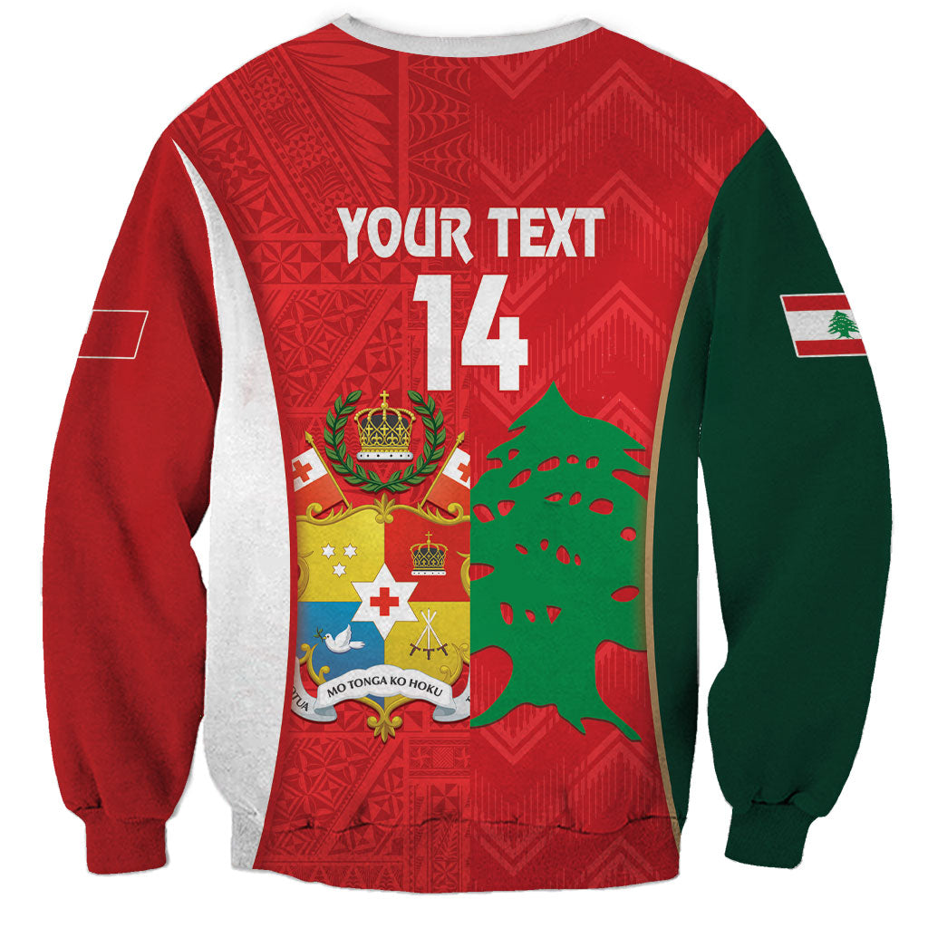 Custom Rugby Tonga and Lebanon Sweatshirt Mate Maa Tonga Cedars Together LT14 - Polynesian Pride