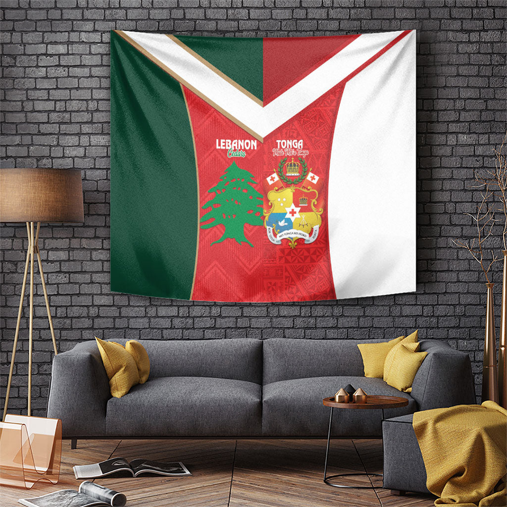 Rugby Tonga and Lebanon Tapestry Mate Maa Tonga Cedars Together LT14 Multicolor - Polynesian Pride