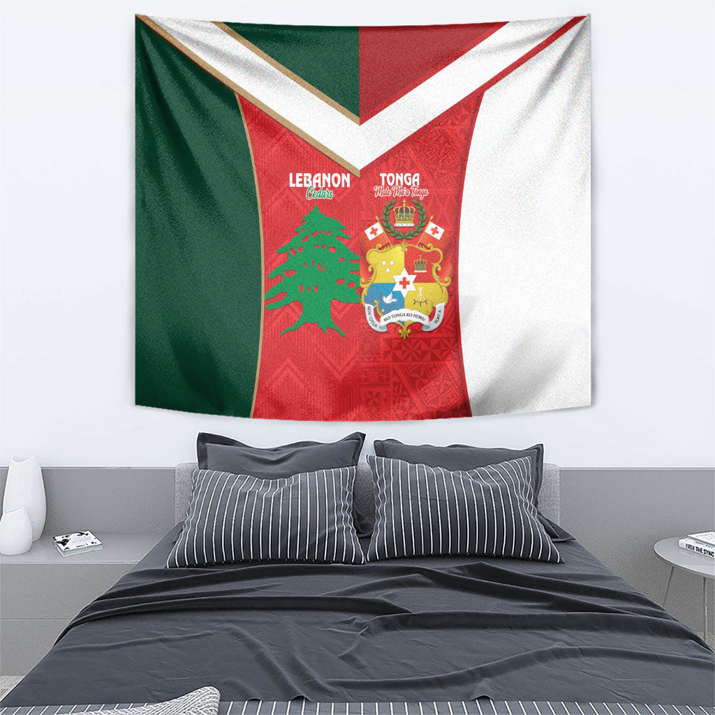 Rugby Tonga and Lebanon Tapestry Mate Maa Tonga Cedars Together LT14 - Polynesian Pride
