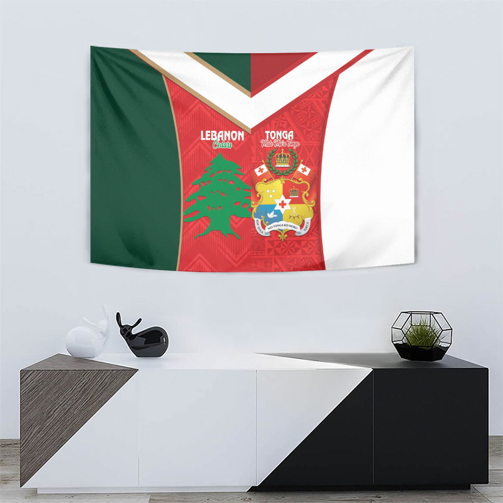 Rugby Tonga and Lebanon Tapestry Mate Maa Tonga Cedars Together LT14 - Polynesian Pride