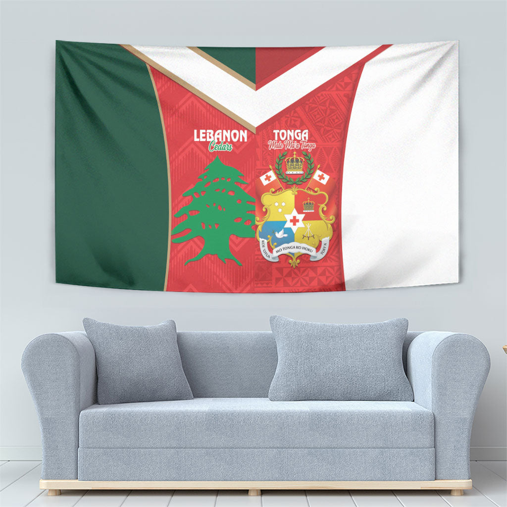 Rugby Tonga and Lebanon Tapestry Mate Maa Tonga Cedars Together LT14 - Polynesian Pride