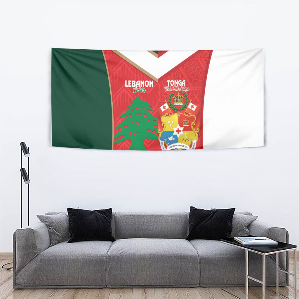 Rugby Tonga and Lebanon Tapestry Mate Maa Tonga Cedars Together LT14 - Polynesian Pride