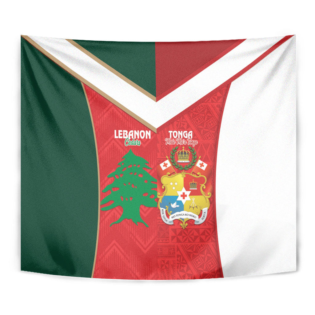 Rugby Tonga and Lebanon Tapestry Mate Maa Tonga Cedars Together LT14 - Polynesian Pride